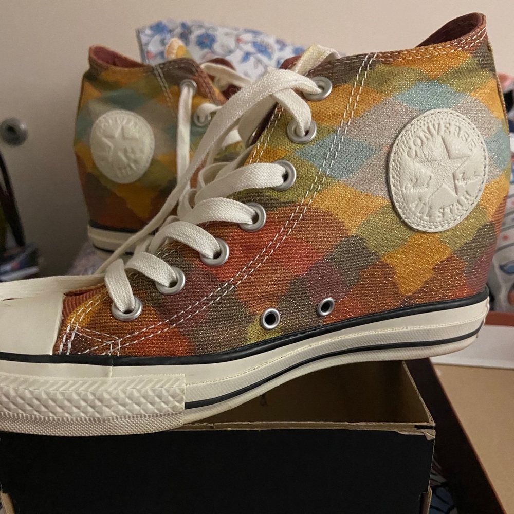 Converse Multicolor Plaid High-Top Sneakers